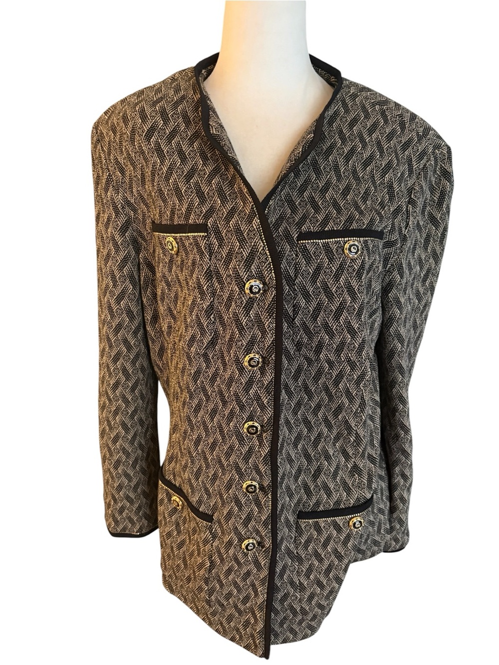 Giorgio Armani Houndstooth Knit Wool and silk blazer
